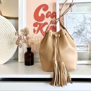 NWOT JCrew Mini Leather Bucket Bag Tan